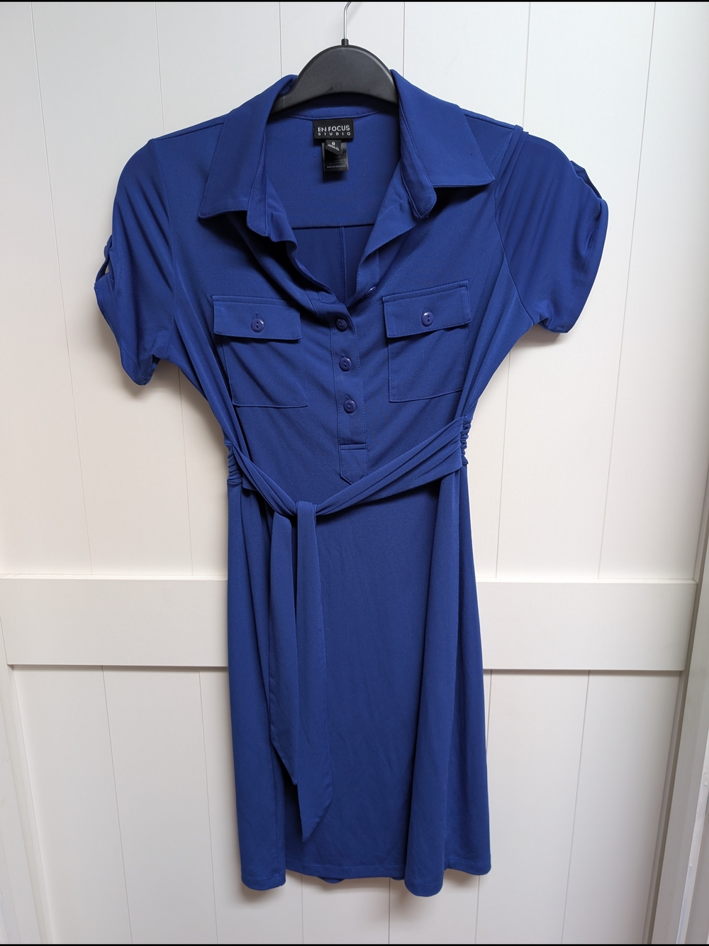 Enfocus Studio Blue Stetch Shirt Dress, sz 8
